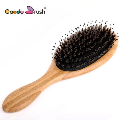 Mixed Bristle and Nylon Head Scalp Massage Hair Brush Oval Detangling Wooden Hair Brush