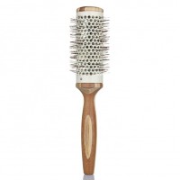 Hot sale round  barrel ani-static wooden handle nylon bristle  hair brush